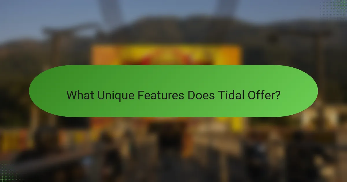 What Unique Features Does Tidal Offer?